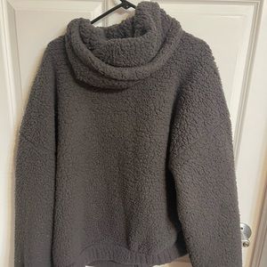 Sherpa hooded casual zip-up coat